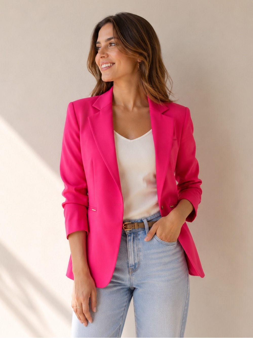 ANNE KLEIN Shawl Collar Crepe Blazer